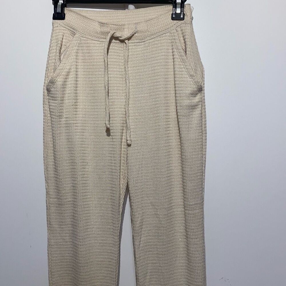Gilly Hicks Women's Cream Waffle Knit Elastic Waist Jogger Pants Size XS NWT